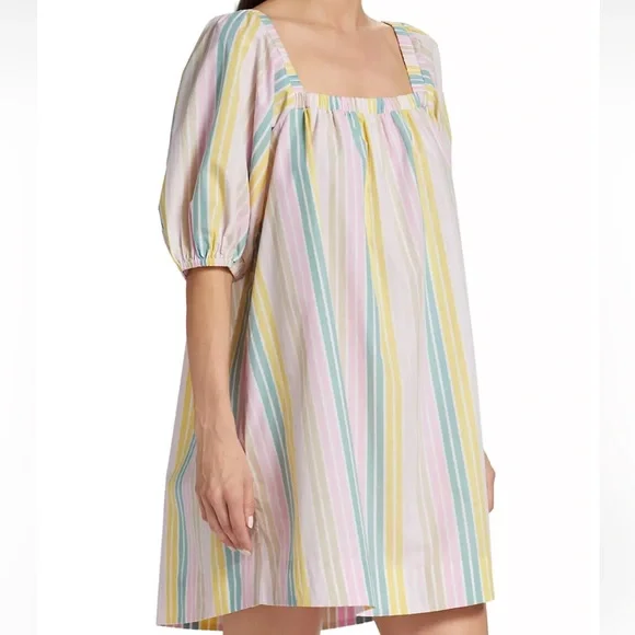 Ganni | Dresses | Gannistriped Puffsleeve Minidress | Poshmark